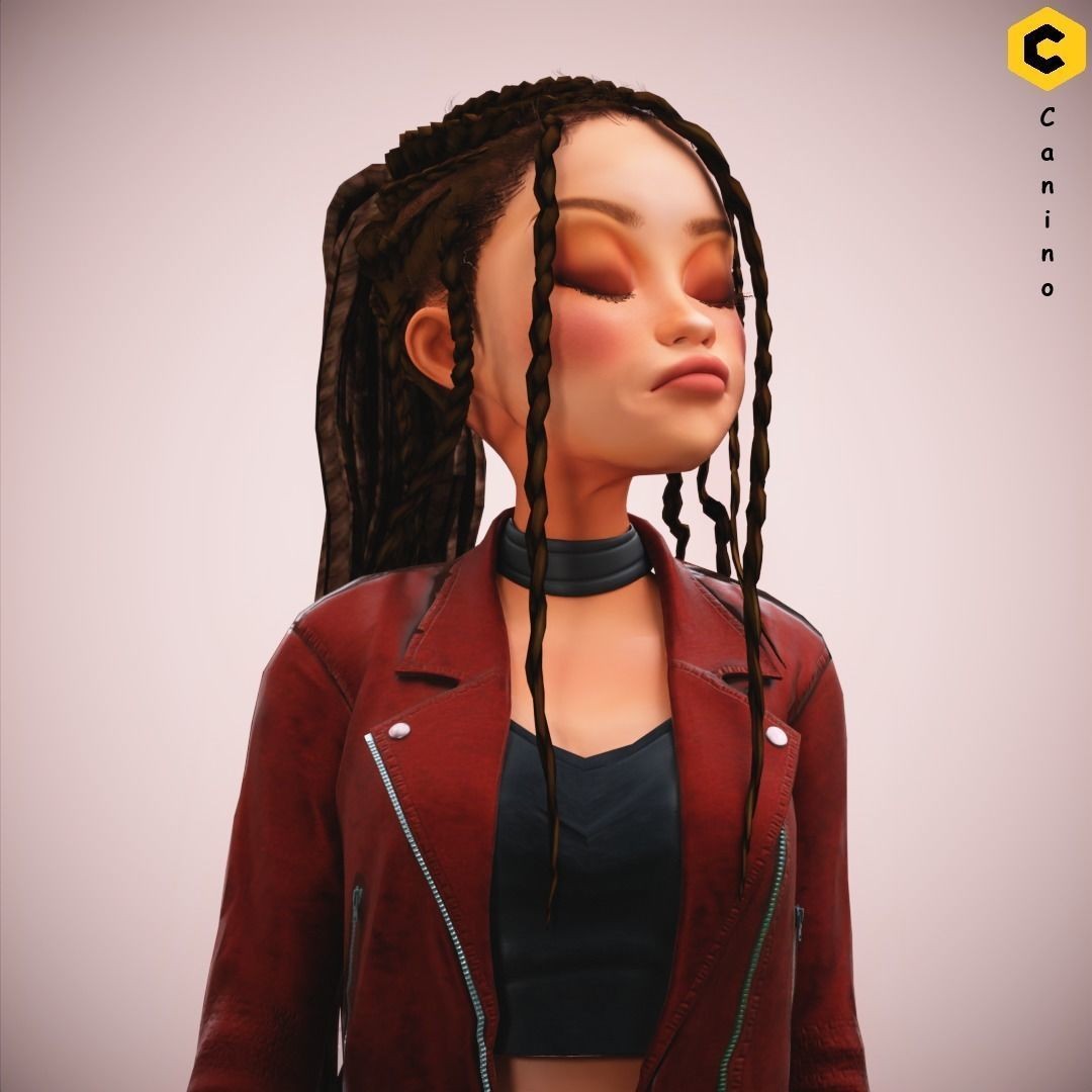 Zara Cartoon Girl 3D Model – Rigged Low-Poly Character, FBX - View 27