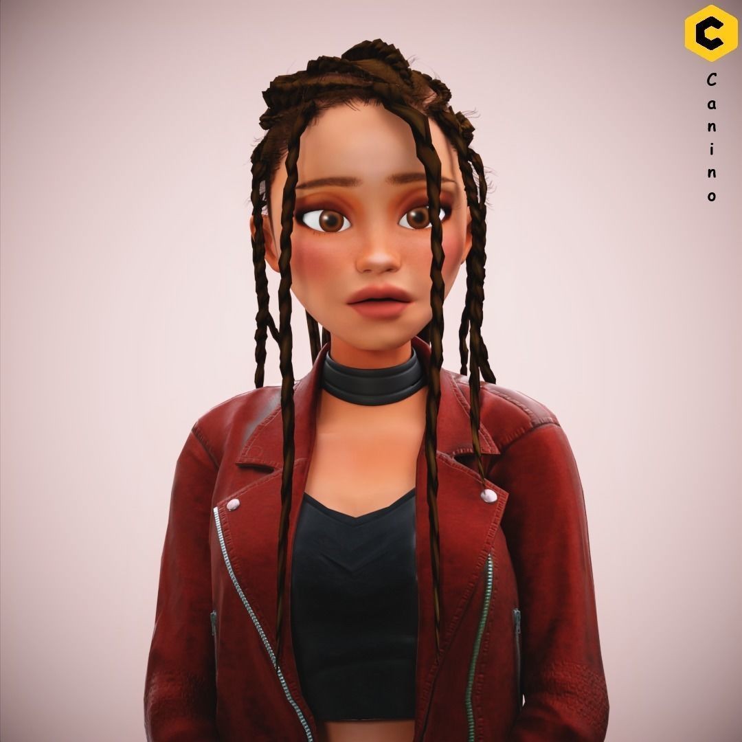 Zara Cartoon Girl 3D Model – Rigged Low-Poly Character, FBX - View 29