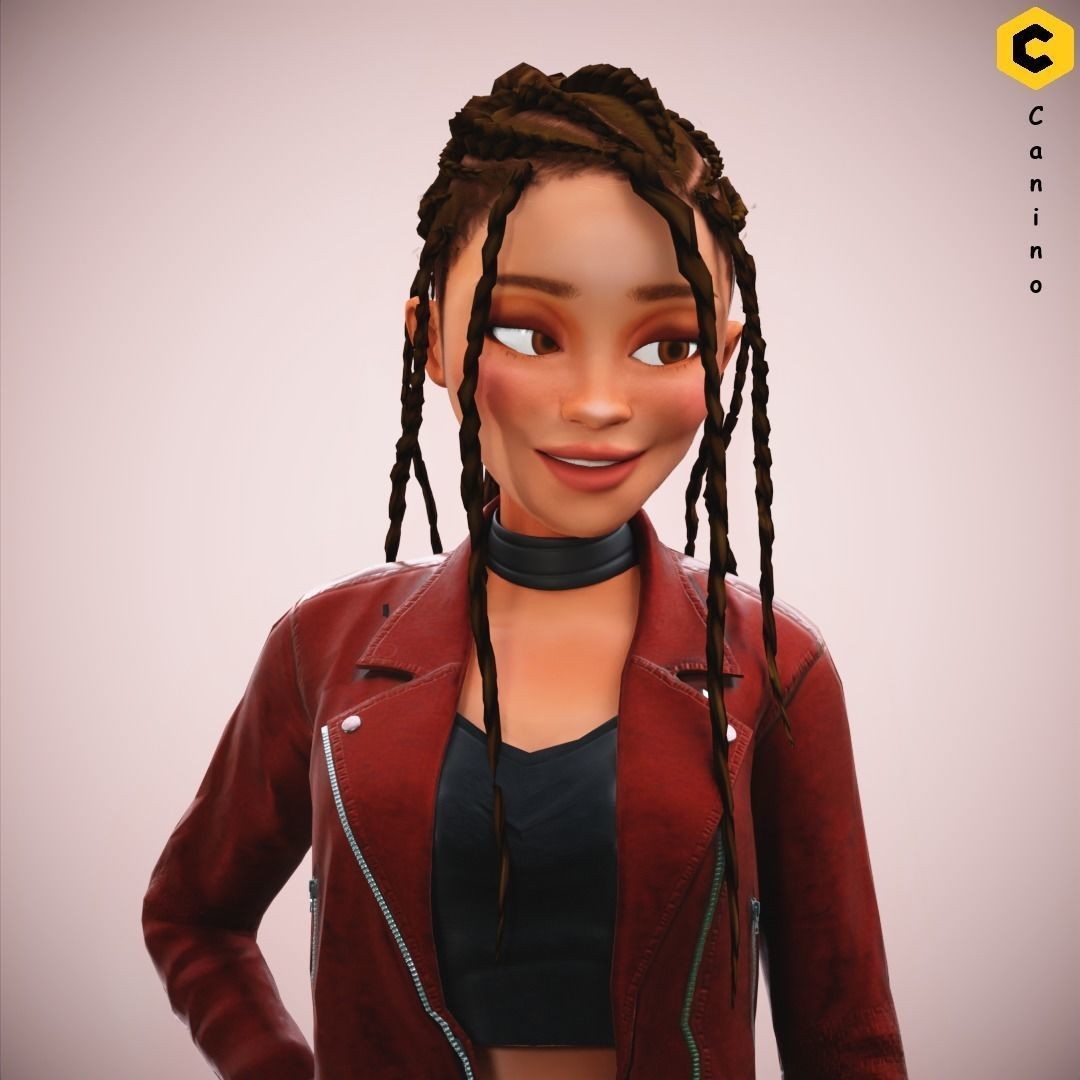 Zara Cartoon Girl 3D Model – Rigged Low-Poly Character, FBX - View 30