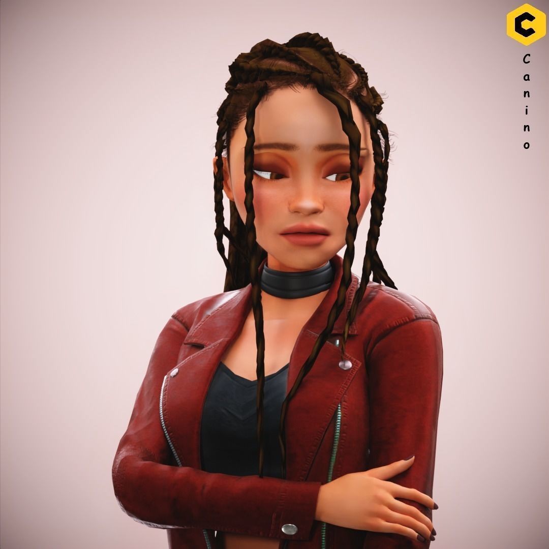 Zara Cartoon Girl 3D Model – Rigged Low-Poly Character, FBX - View 33