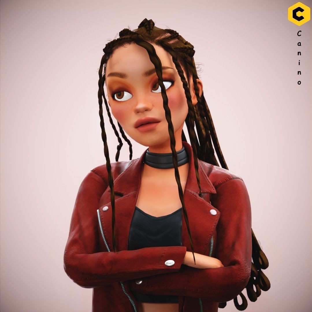 Zara Cartoon Girl 3D Model – Rigged Low-Poly Character, FBX - View 34