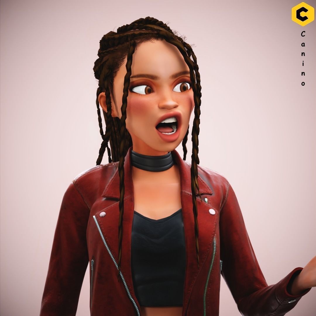 Zara Cartoon Girl 3D Model – Rigged Low-Poly Character, FBX - View 35