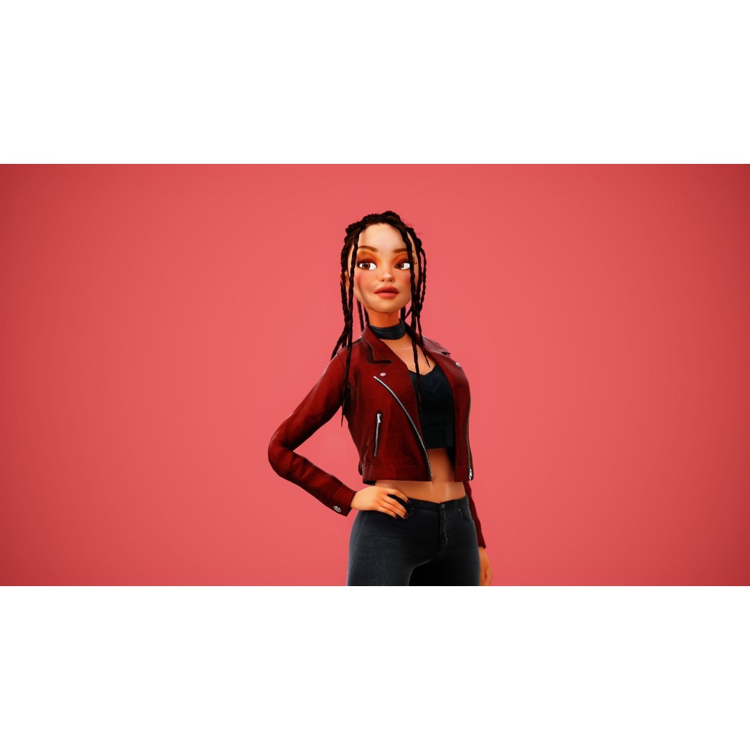 Zara Cartoon Girl 3D Model – Rigged Low-Poly Character, FBX - View 36