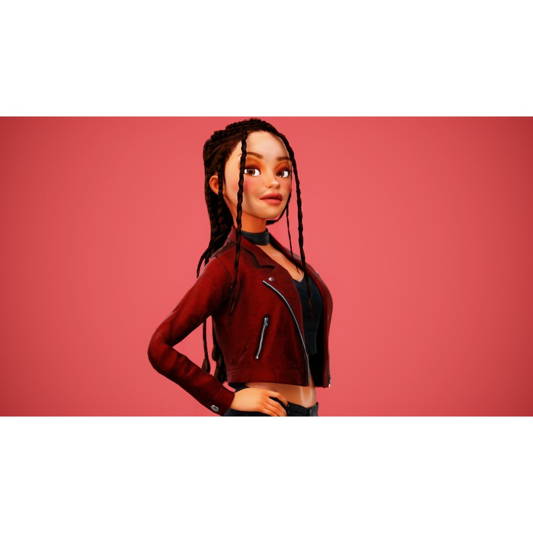 Zara Cartoon Girl 3D Model – Rigged Low-Poly Character, FBX - View 37