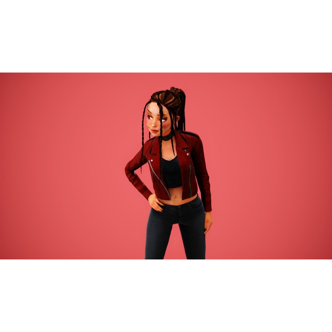Zara Cartoon Girl 3D Model – Rigged Low-Poly Character, FBX - View 38