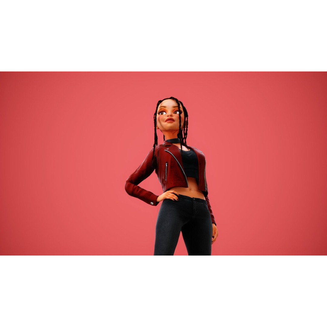 Zara Cartoon Girl 3D Model – Rigged Low-Poly Character, FBX - View 39
