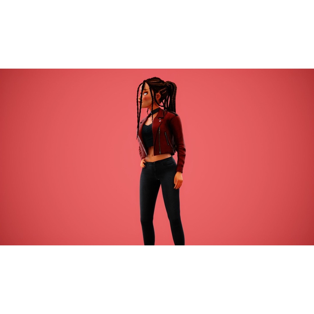 Zara Cartoon Girl 3D Model – Rigged Low-Poly Character, FBX - View 40
