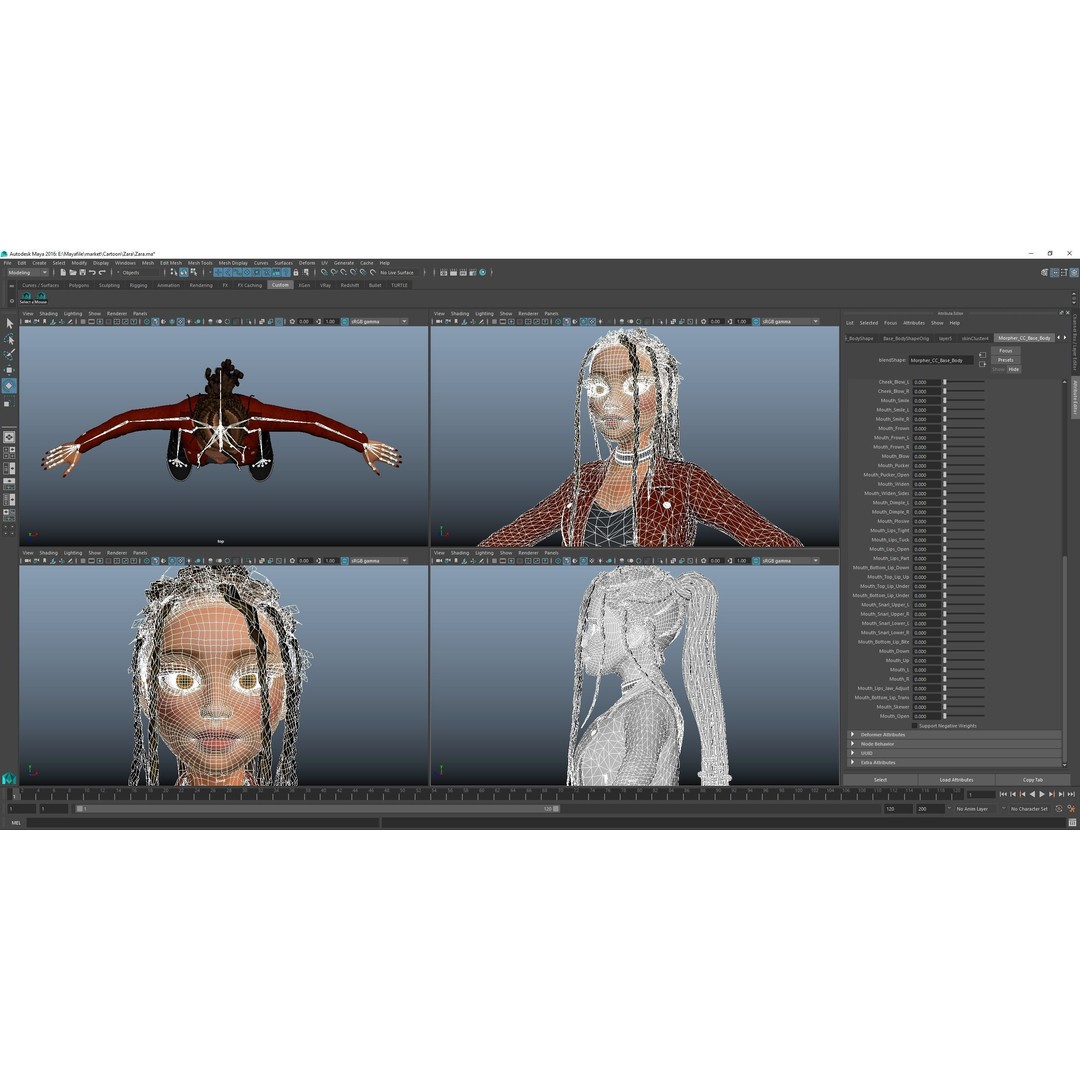 Zara Cartoon Girl 3D Model – Rigged Low-Poly Character, FBX - View 44