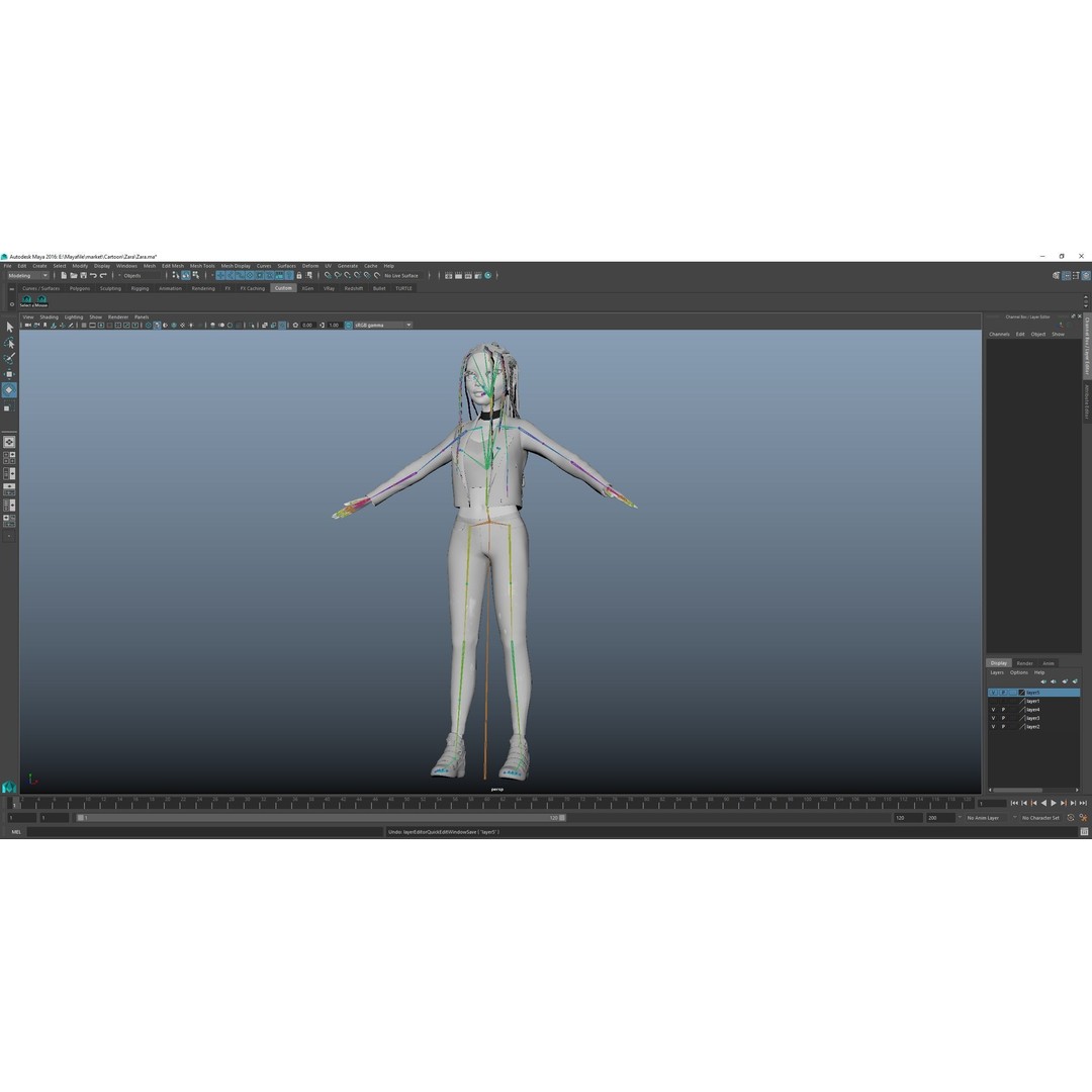 Zara Cartoon Girl 3D Model – Rigged Low-Poly Character, FBX - View 45