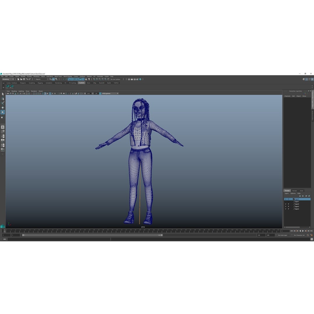 Zara Cartoon Girl 3D Model – Rigged Low-Poly Character, FBX - View 46