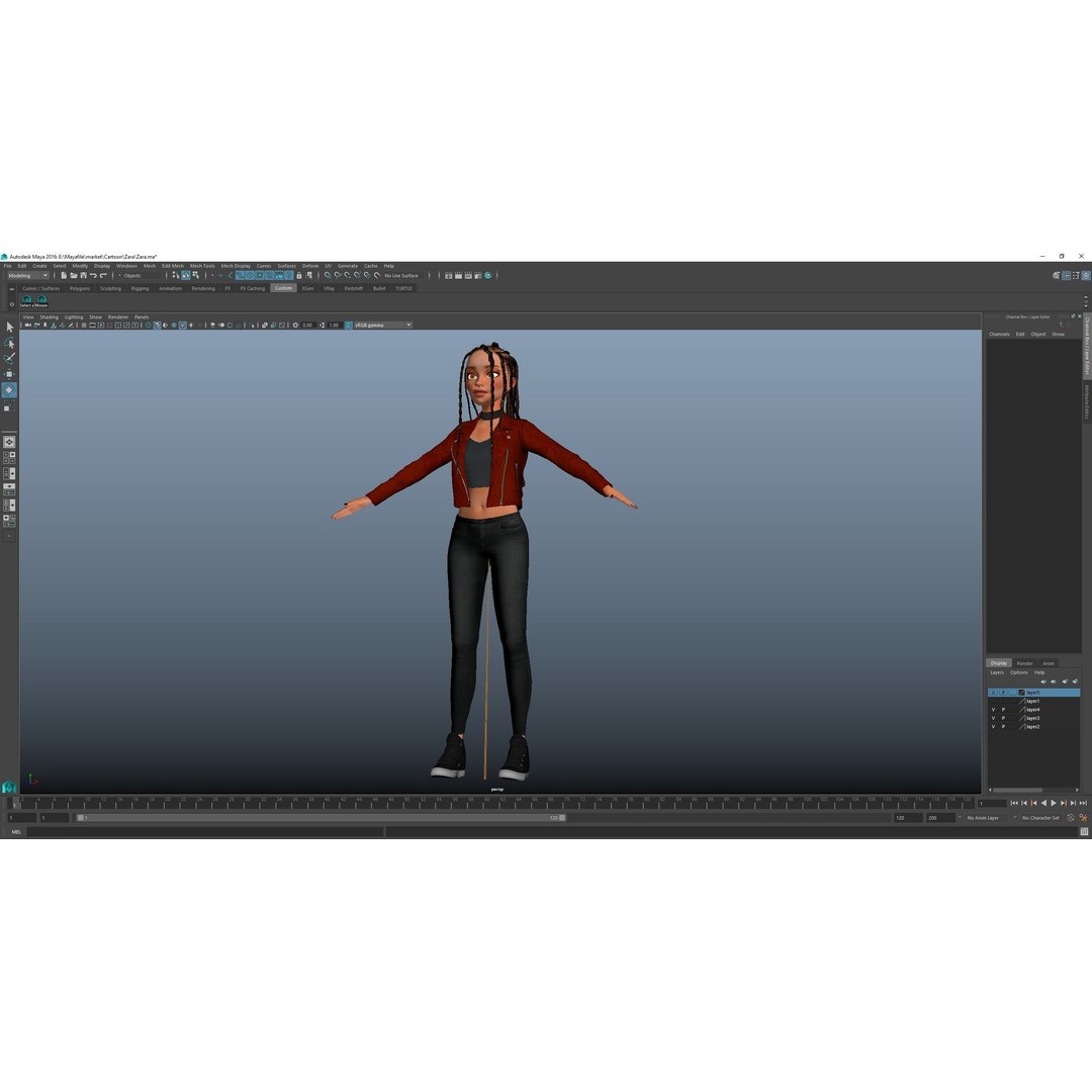 Zara Cartoon Girl 3D Model – Rigged Low-Poly Character, FBX - View 47