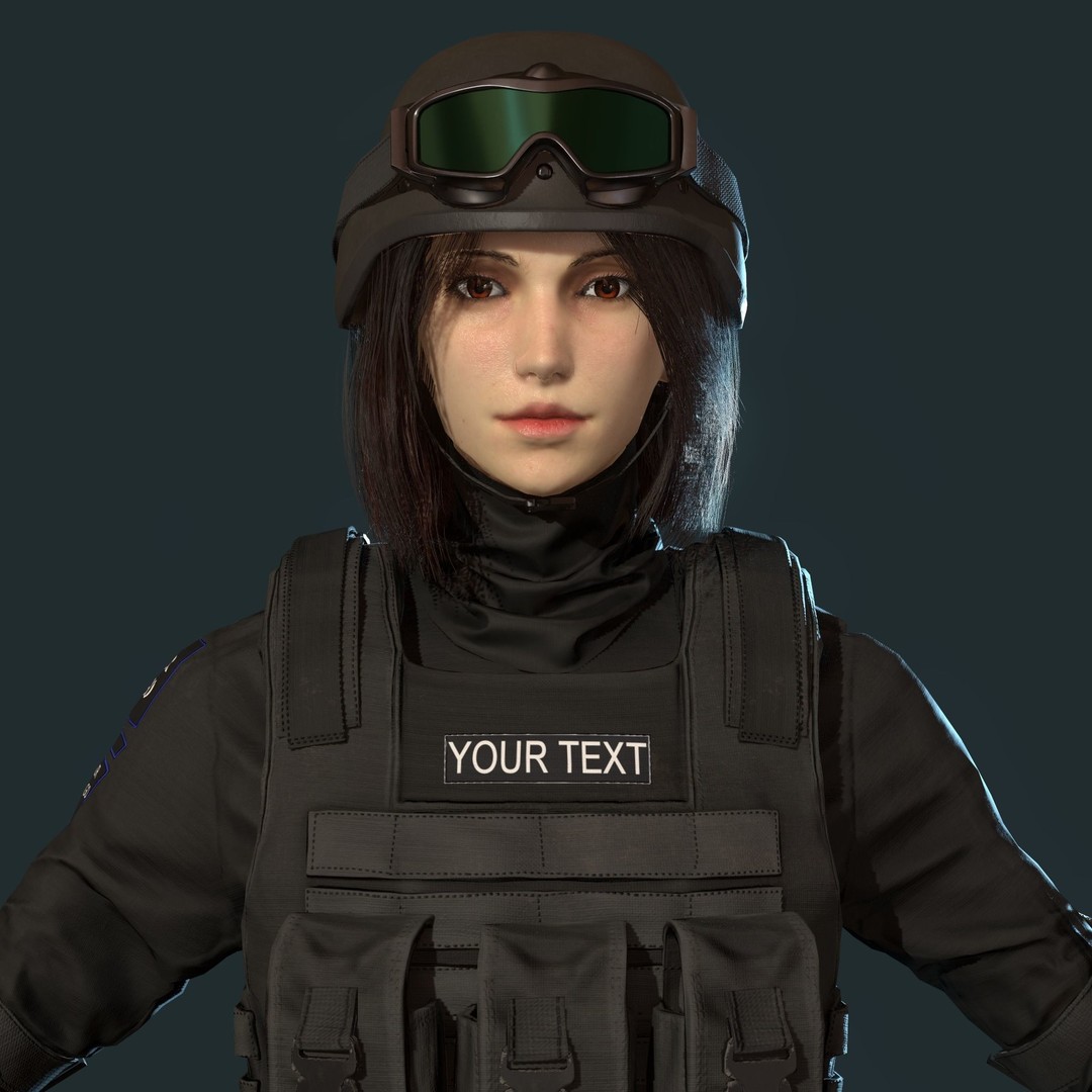 Police Special Force Girl 3D Model – Low Poly Game-Ready Character, FBX - View 3