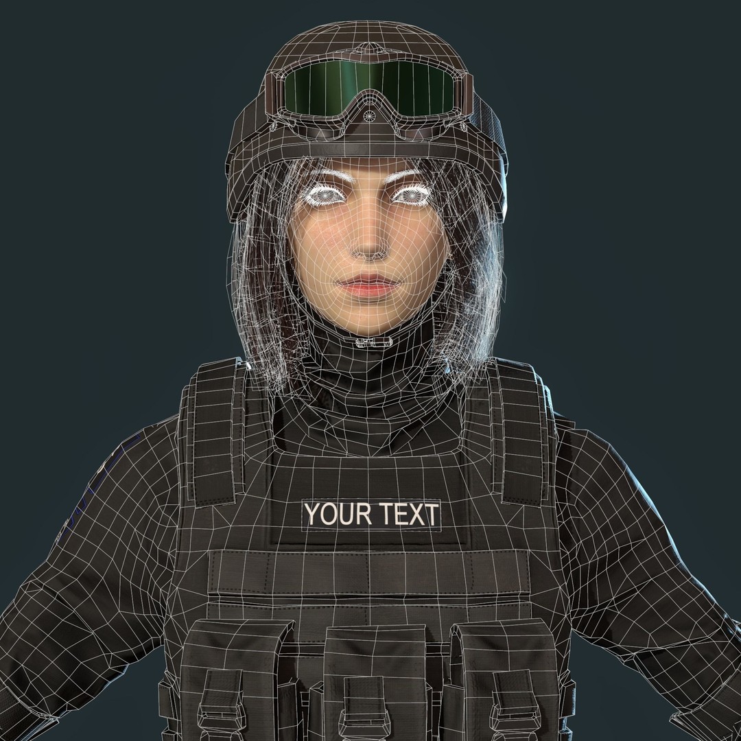 Police Special Force Girl 3D Model – Low Poly Game-Ready Character, FBX - View 4