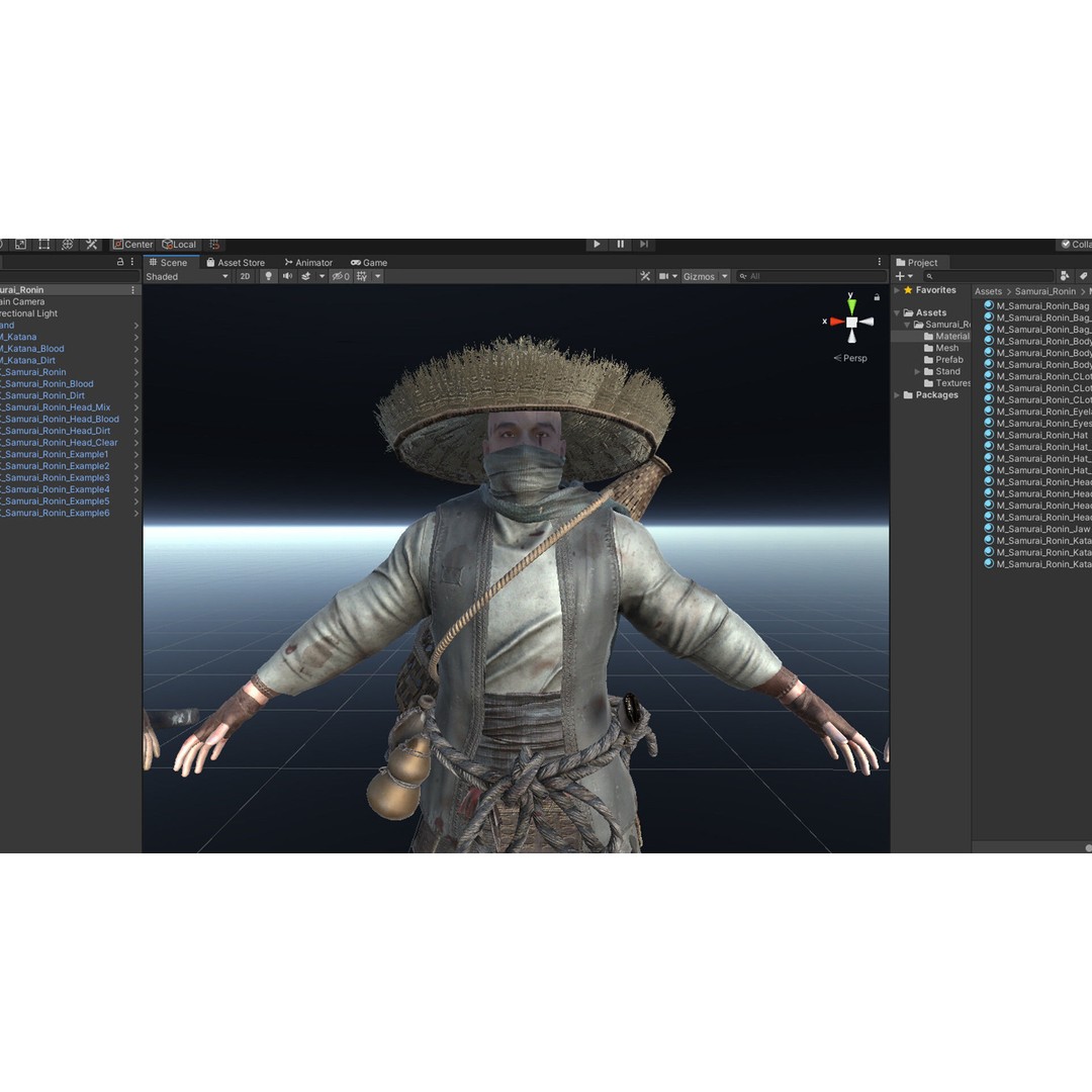 Samurai 3D Model – Low Poly Character with BlendShapes for Unity & Unreal