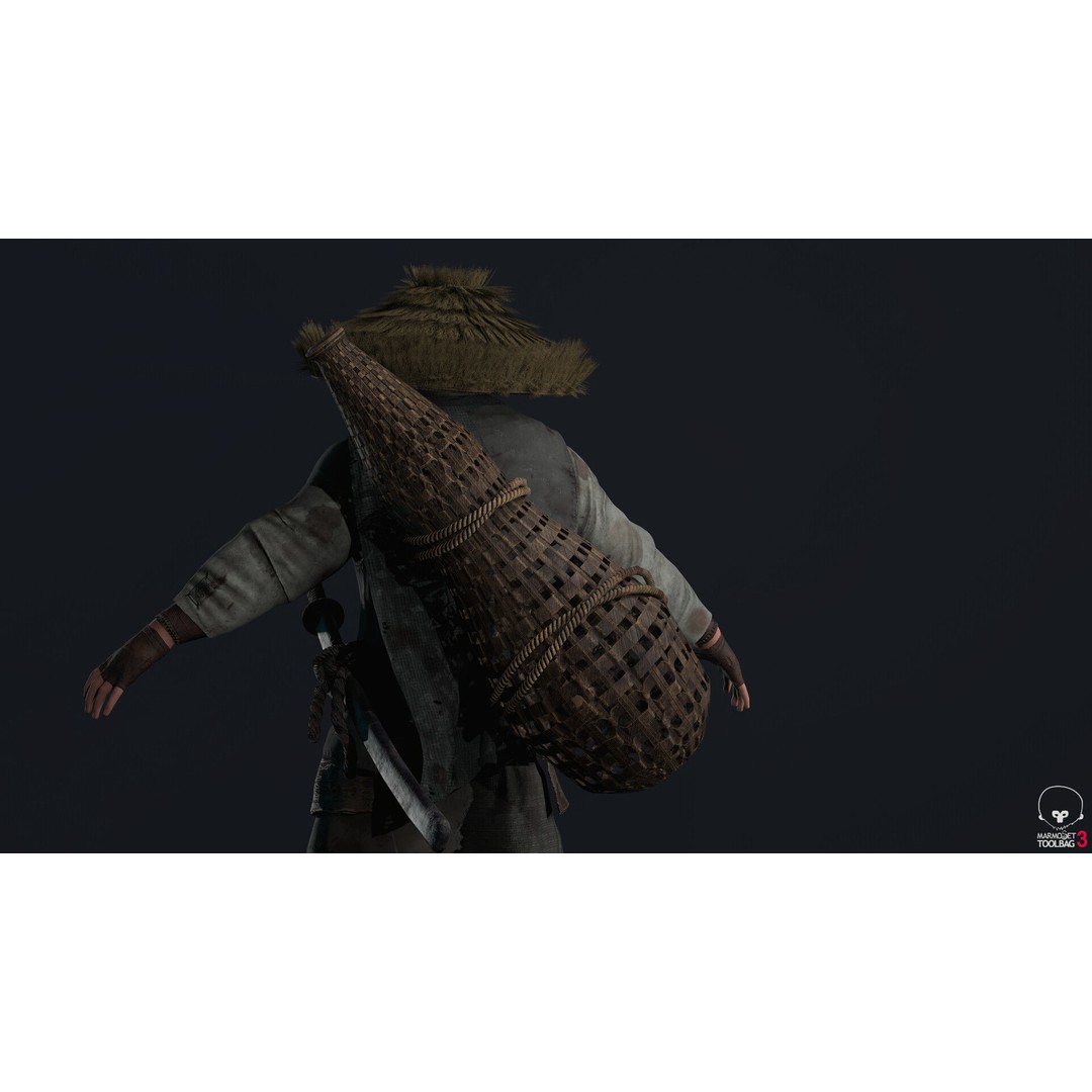 Samurai 3D Model – Low Poly Character with BlendShapes for Unity & Unreal - View 10