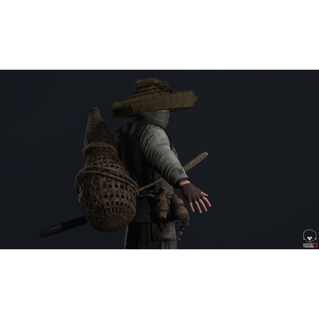 Samurai 3D Model – Low Poly Character with BlendShapes for Unity & Unreal - View 11