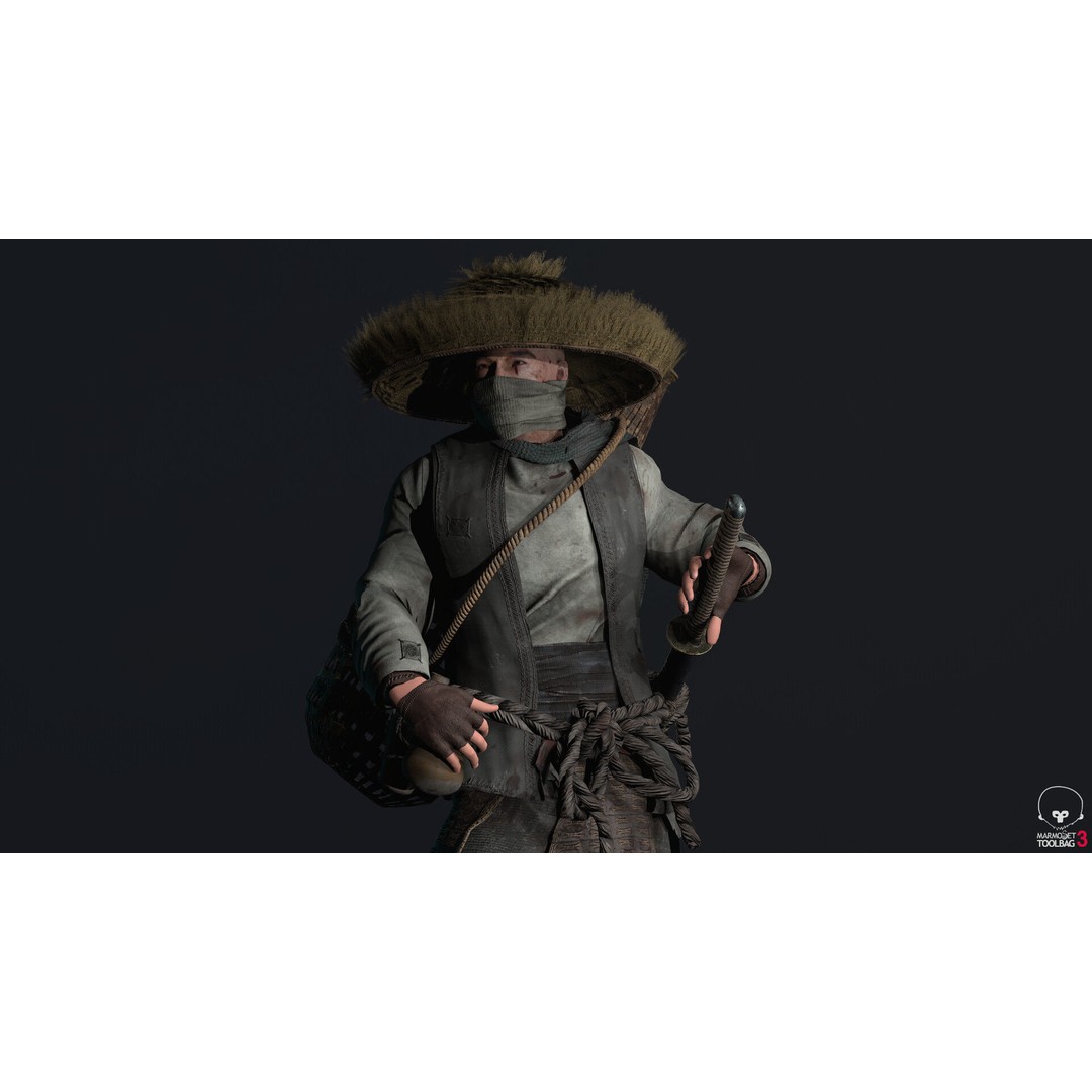 Samurai 3D Model – Low Poly Character with BlendShapes for Unity & Unreal - View 12