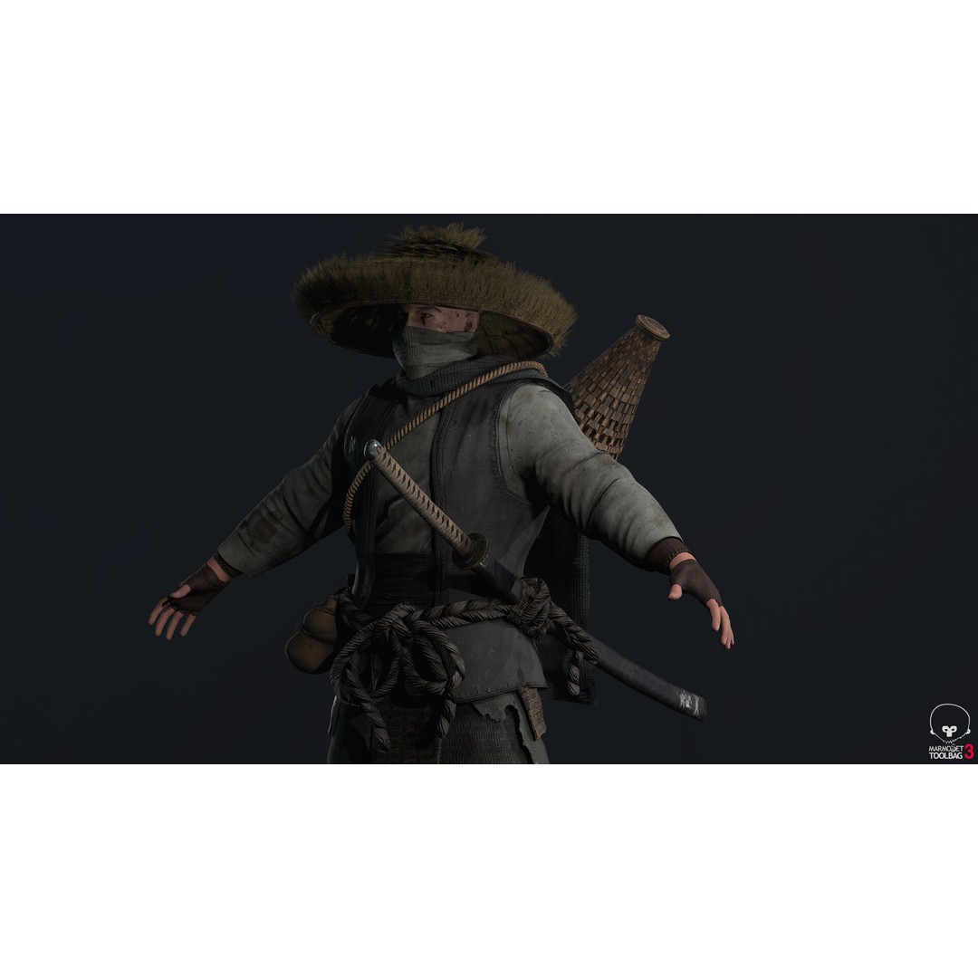 Samurai 3D Model – Low Poly Character with BlendShapes for Unity & Unreal - View 13