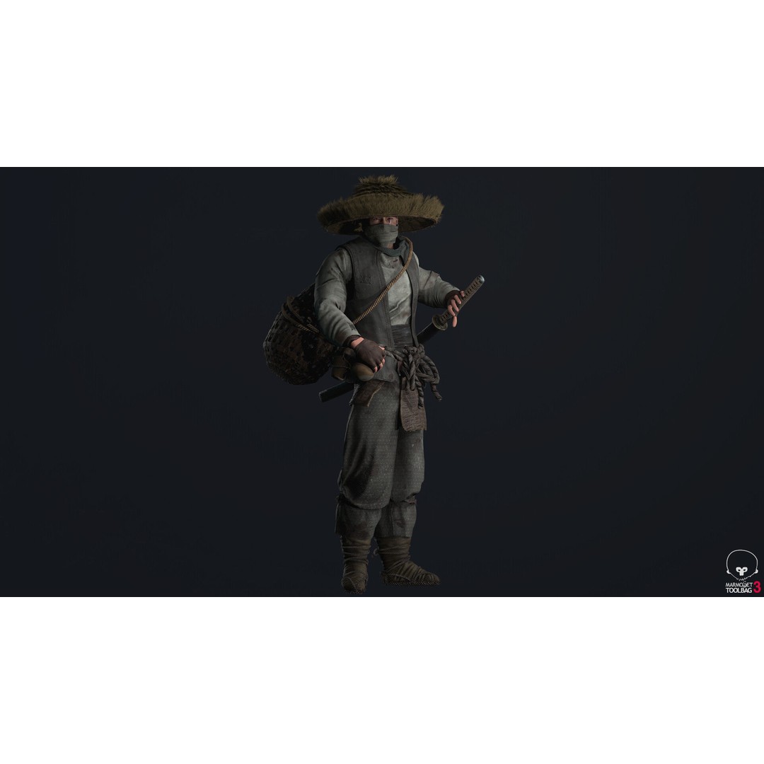 Samurai 3D Model – Low Poly Character with BlendShapes for Unity & Unreal - View 16