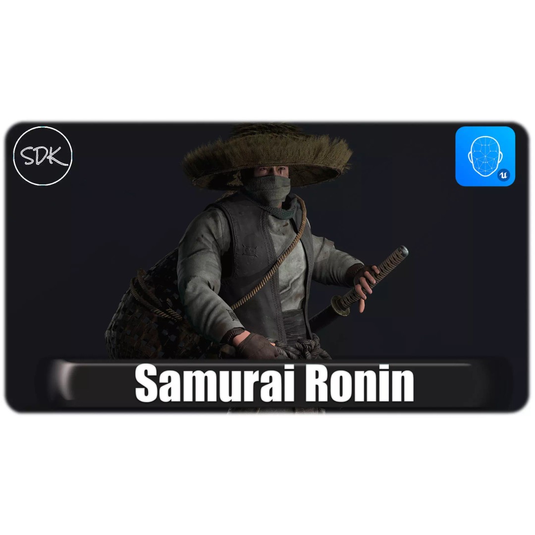 Samurai 3D Model – Low Poly Character with BlendShapes for Unity & Unreal - View 2