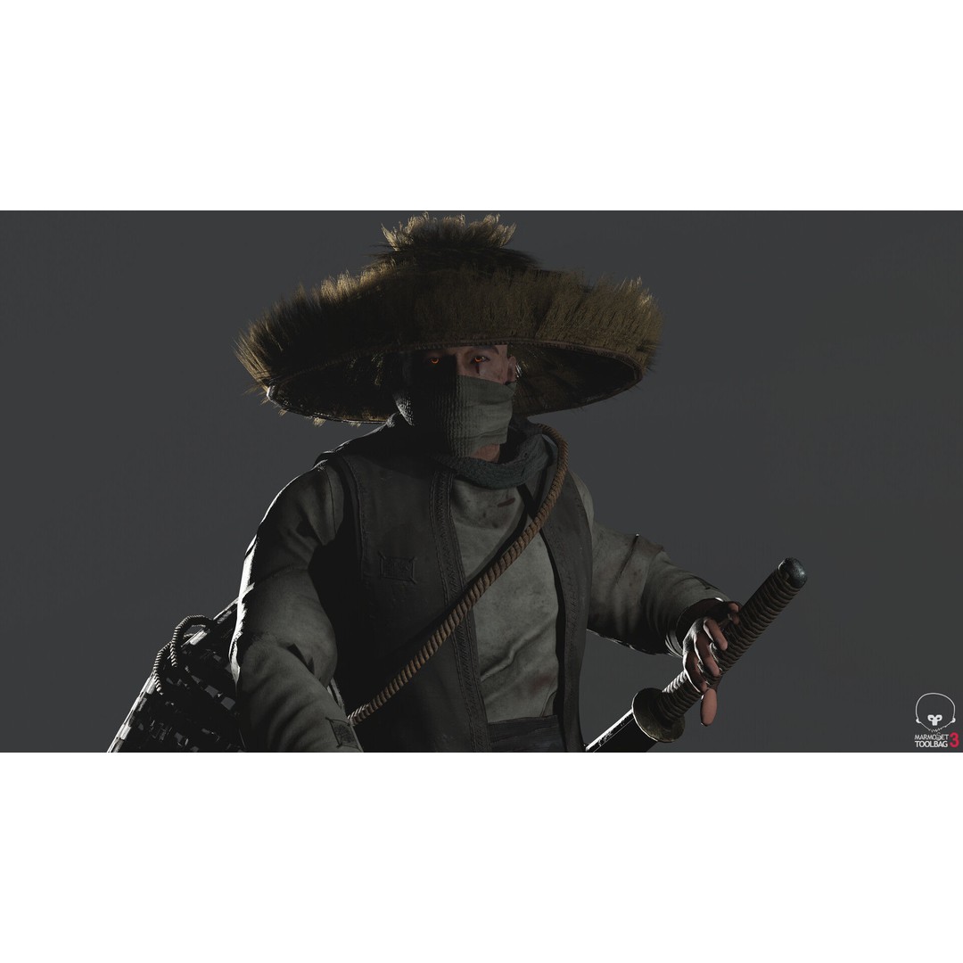 Samurai 3D Model – Low Poly Character with BlendShapes for Unity & Unreal - View 21