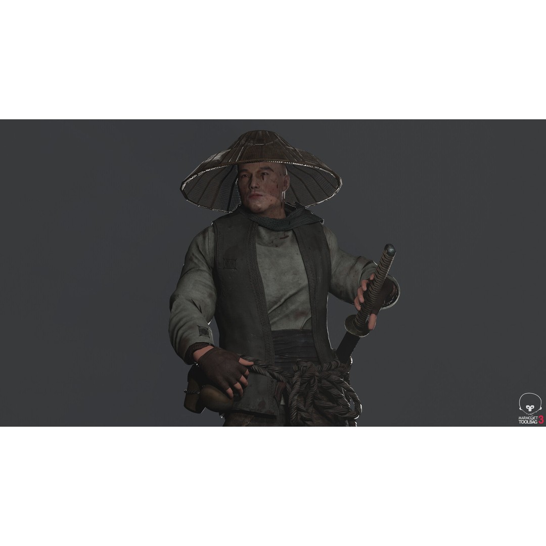 Samurai 3D Model – Low Poly Character with BlendShapes for Unity & Unreal - View 22