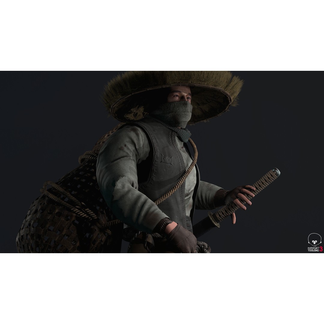 Samurai 3D Model – Low Poly Character with BlendShapes for Unity & Unreal - View 24