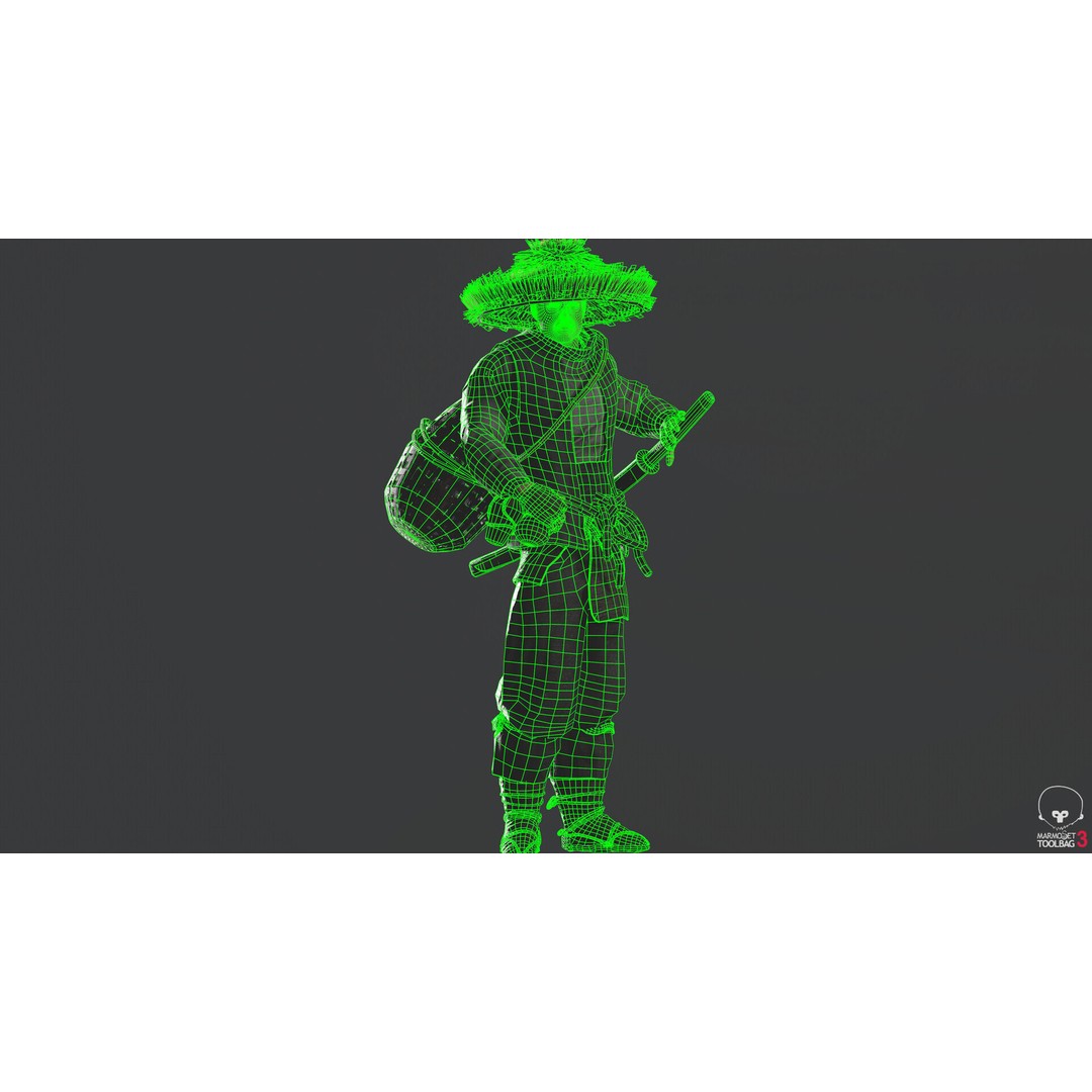 Samurai 3D Model – Low Poly Character with BlendShapes for Unity & Unreal - View 25