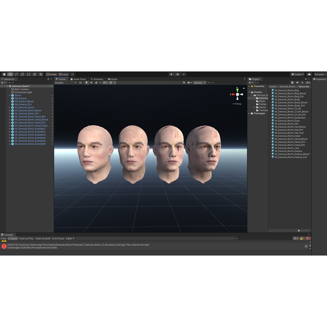 Samurai 3D Model – Low Poly Character with BlendShapes for Unity & Unreal - View 28