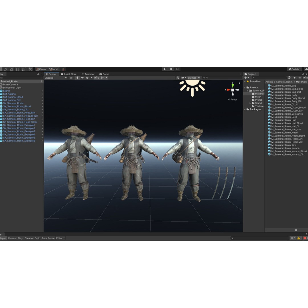 Samurai 3D Model – Low Poly Character with BlendShapes for Unity & Unreal - View 29