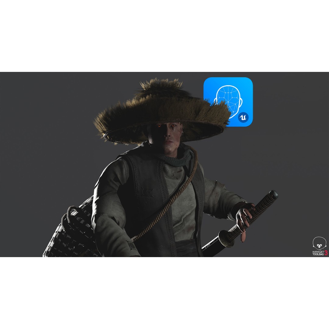 Samurai 3D Model – Low Poly Character with BlendShapes for Unity & Unreal - View 3