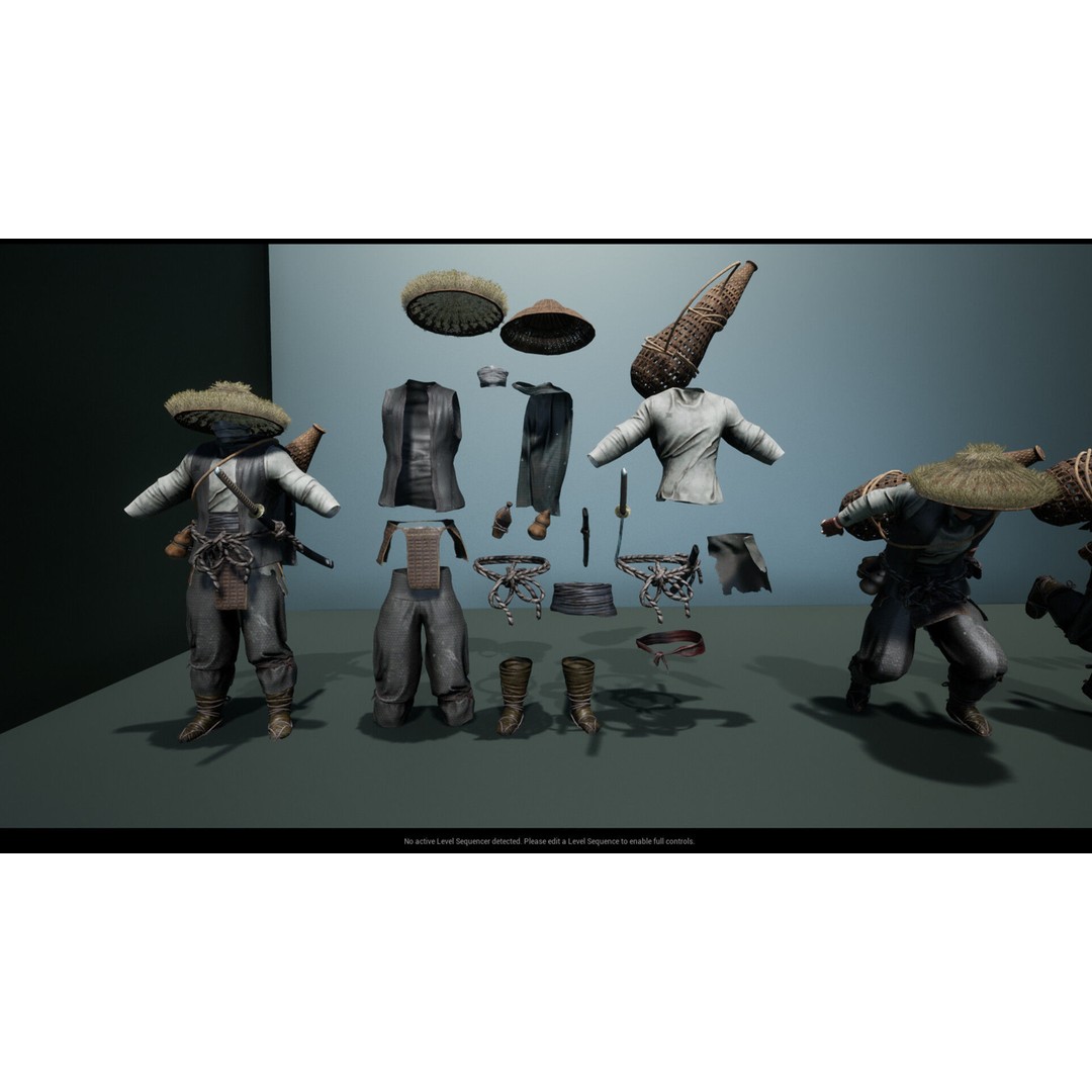 Samurai 3D Model – Low Poly Character with BlendShapes for Unity & Unreal - View 30