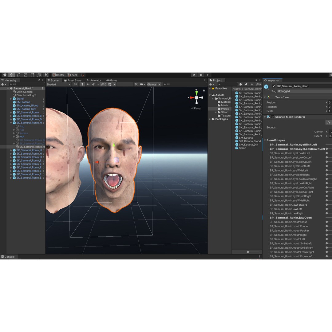 Samurai 3D Model – Low Poly Character with BlendShapes for Unity & Unreal - View 31