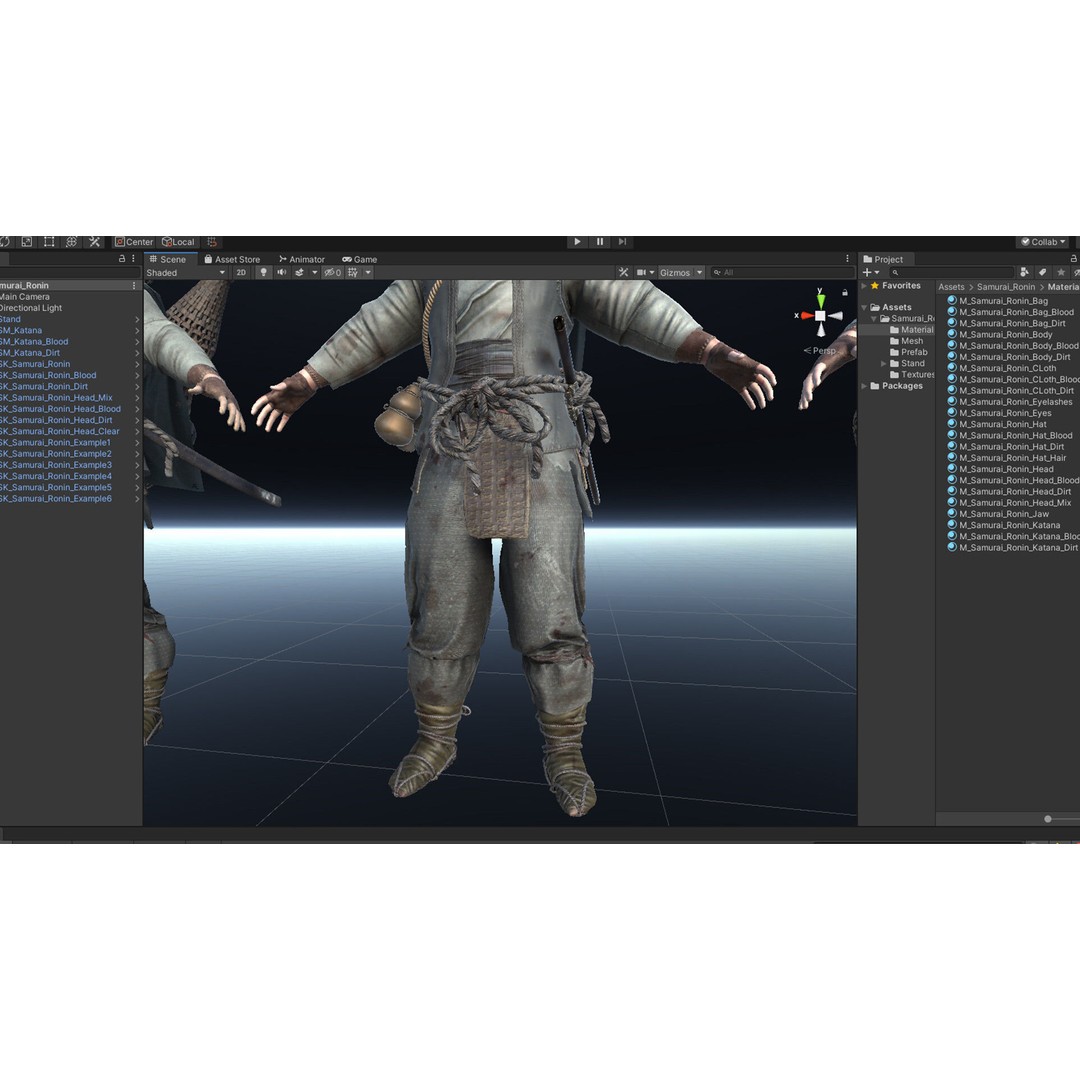 Samurai 3D Model – Low Poly Character with BlendShapes for Unity & Unreal - View 41
