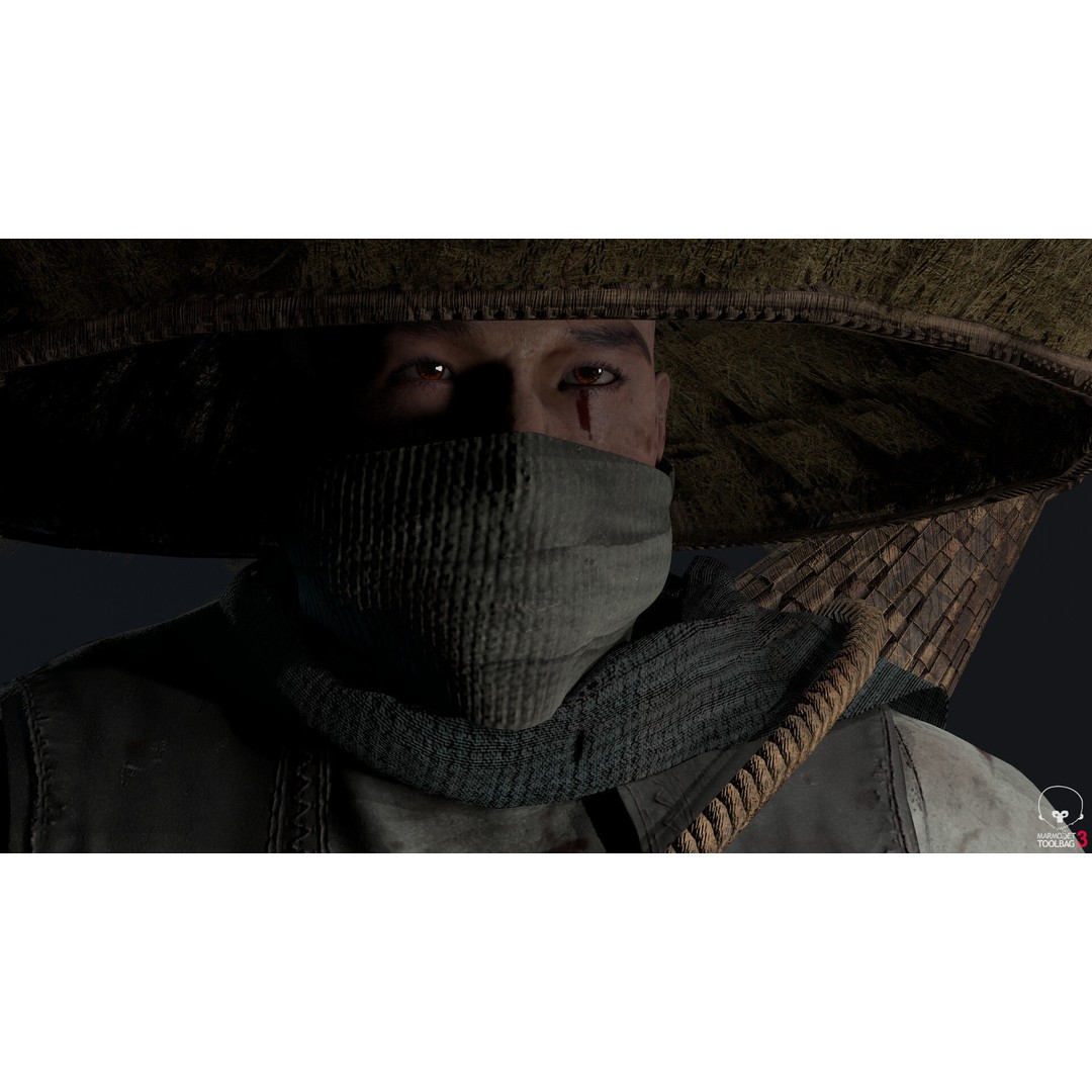 Samurai 3D Model – Low Poly Character with BlendShapes for Unity & Unreal - View 6