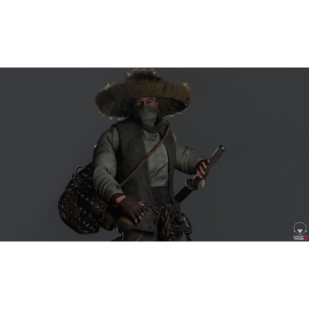 Samurai 3D Model – Low Poly Character with BlendShapes for Unity & Unreal - View 7