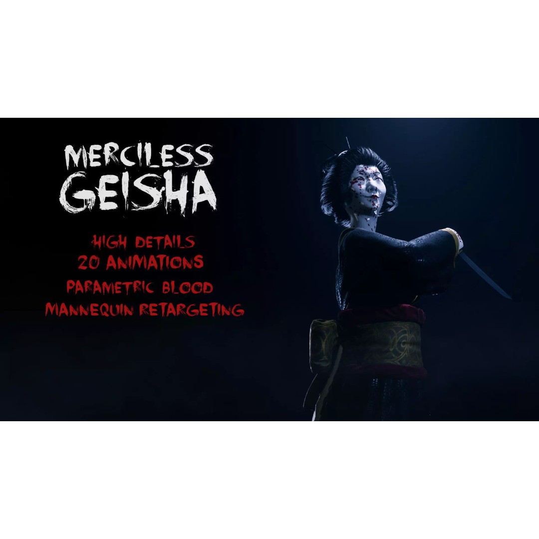 Merciless Geisha 3D Model – Low Poly Rigged Character, FBX, Game Ready - View 2