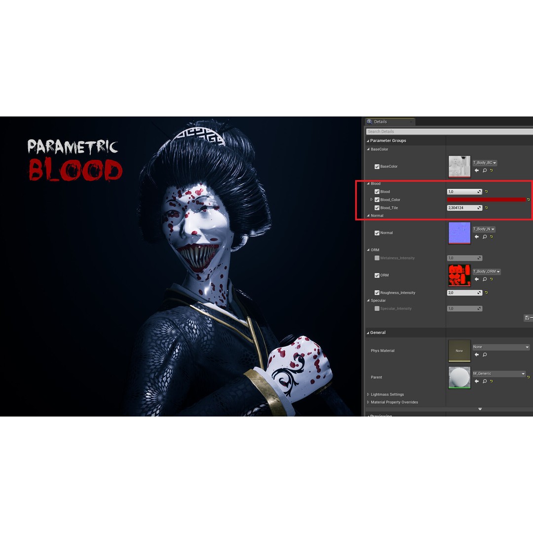 Merciless Geisha 3D Model – Low Poly Rigged Character, FBX, Game Ready - View 3