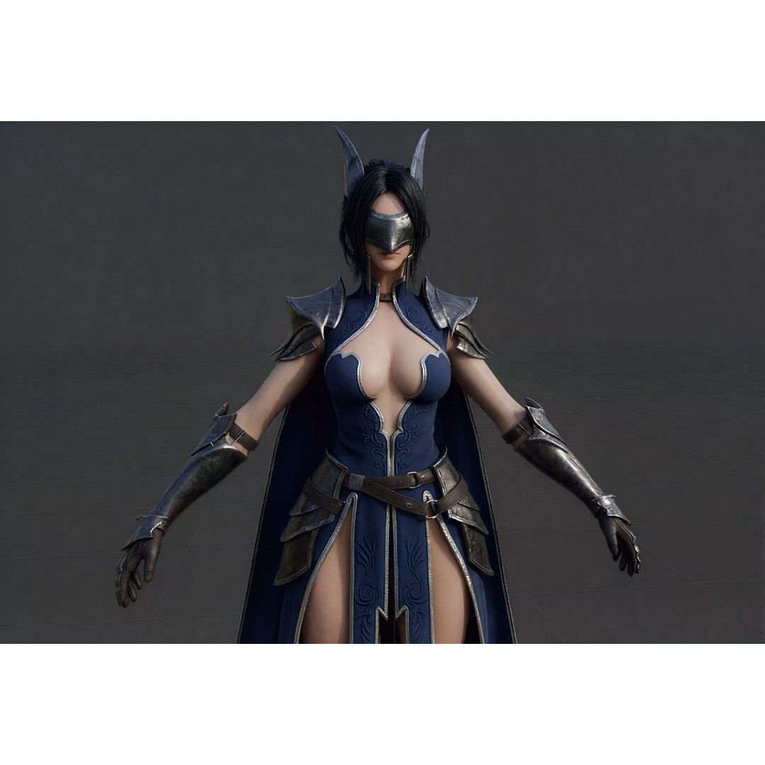 Eldritch Valkyrie 3D Model – High Poly Female Knight with Rigging - View 2