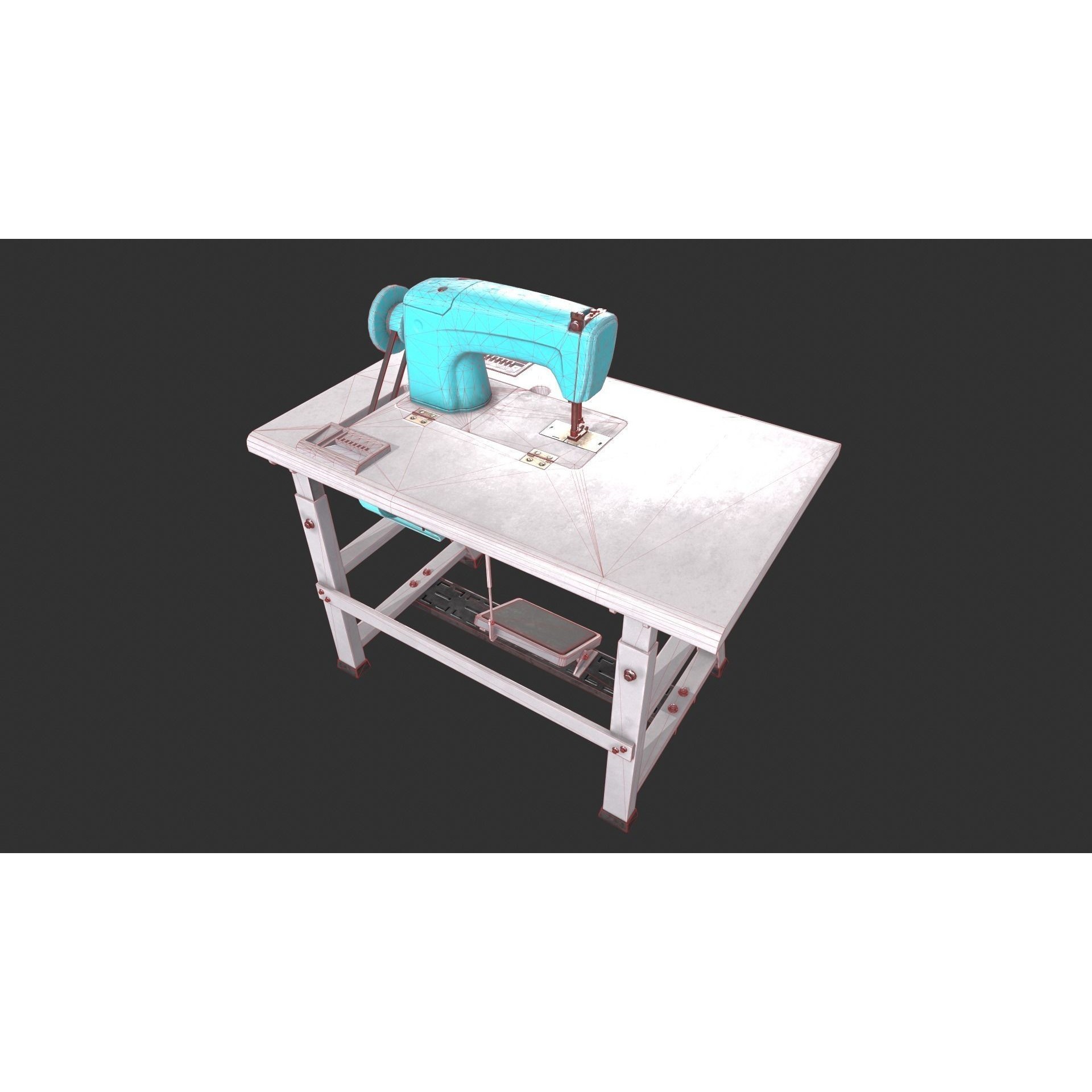Sewing Machine - Low-Poly Game-Ready 3D Model - View 7