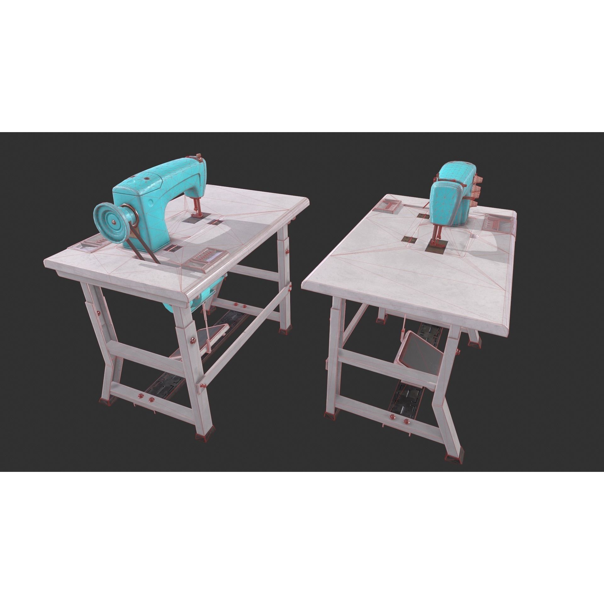 Sewing Machine - Low-Poly Game-Ready 3D Model - View 9