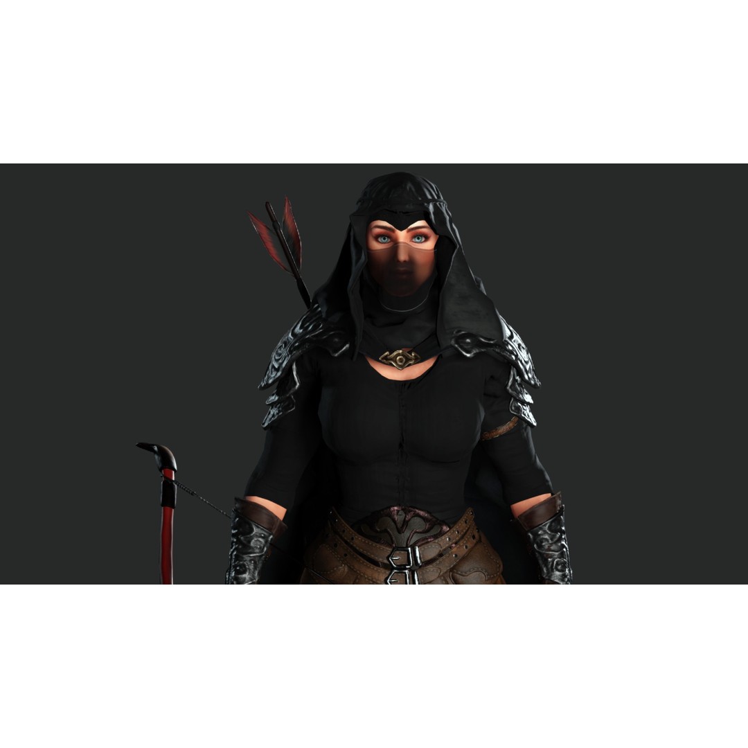 Beautiful Arabic Queen Warrior 3D Model – Game Ready Low Poly, FBX - View 10