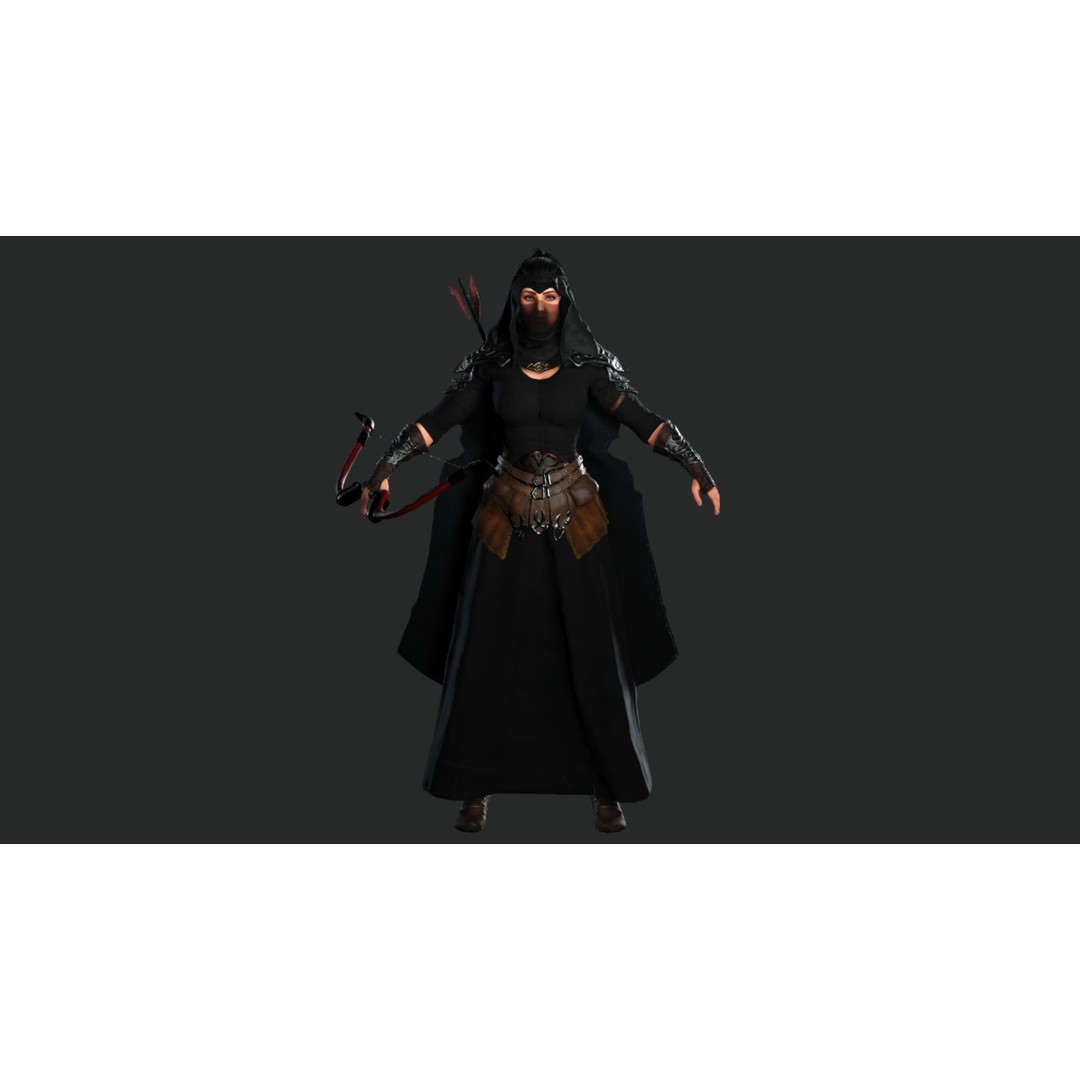 Beautiful Arabic Queen Warrior 3D Model – Game Ready Low Poly, FBX - View 11