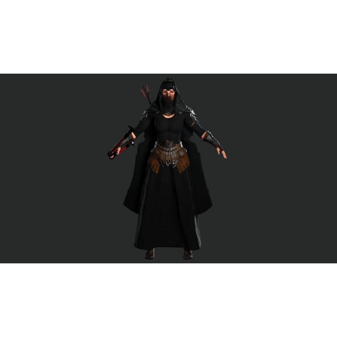 Beautiful Arabic Queen Warrior 3D Model – Game Ready Low Poly, FBX - View 12