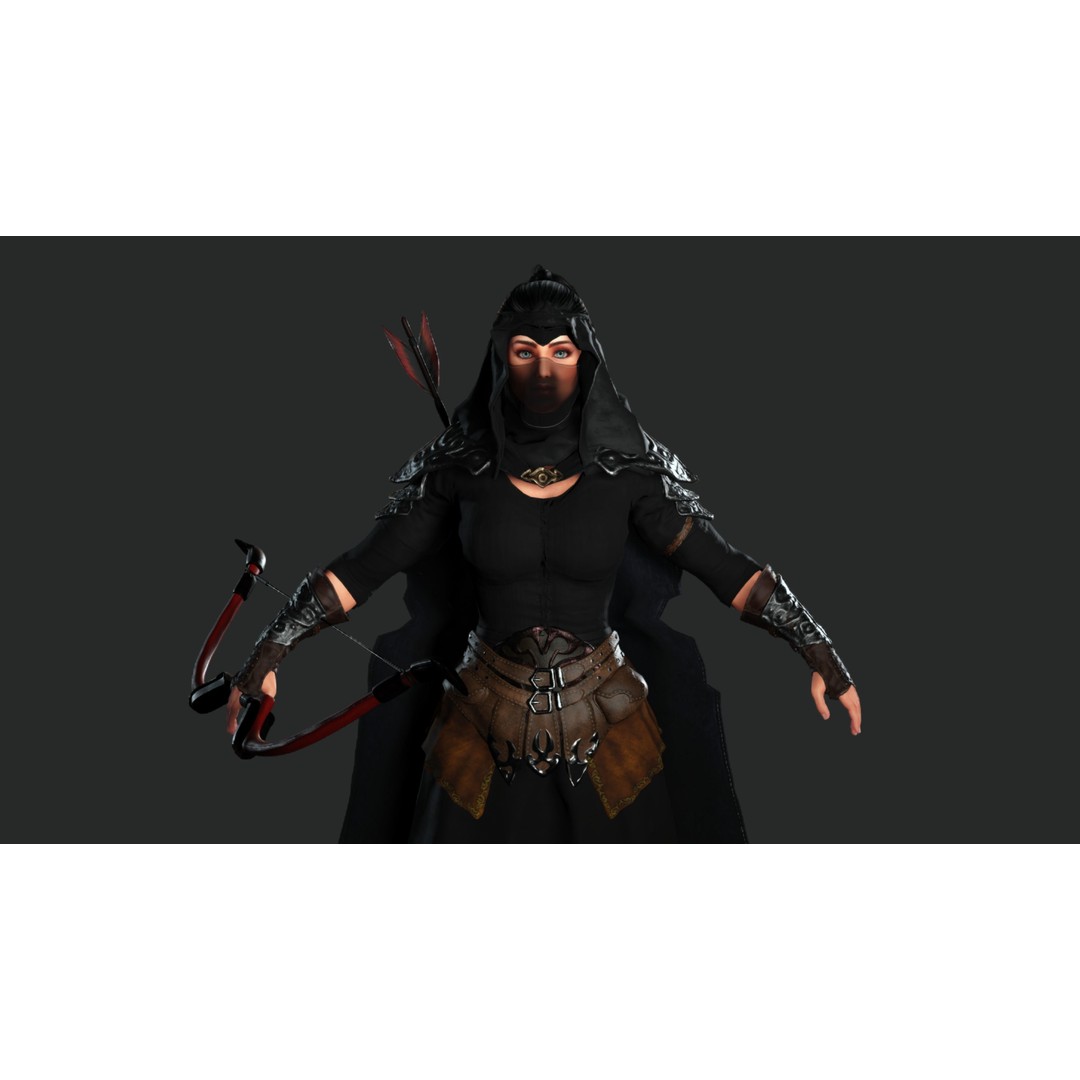 Beautiful Arabic Queen Warrior 3D Model – Game Ready Low Poly, FBX - View 13
