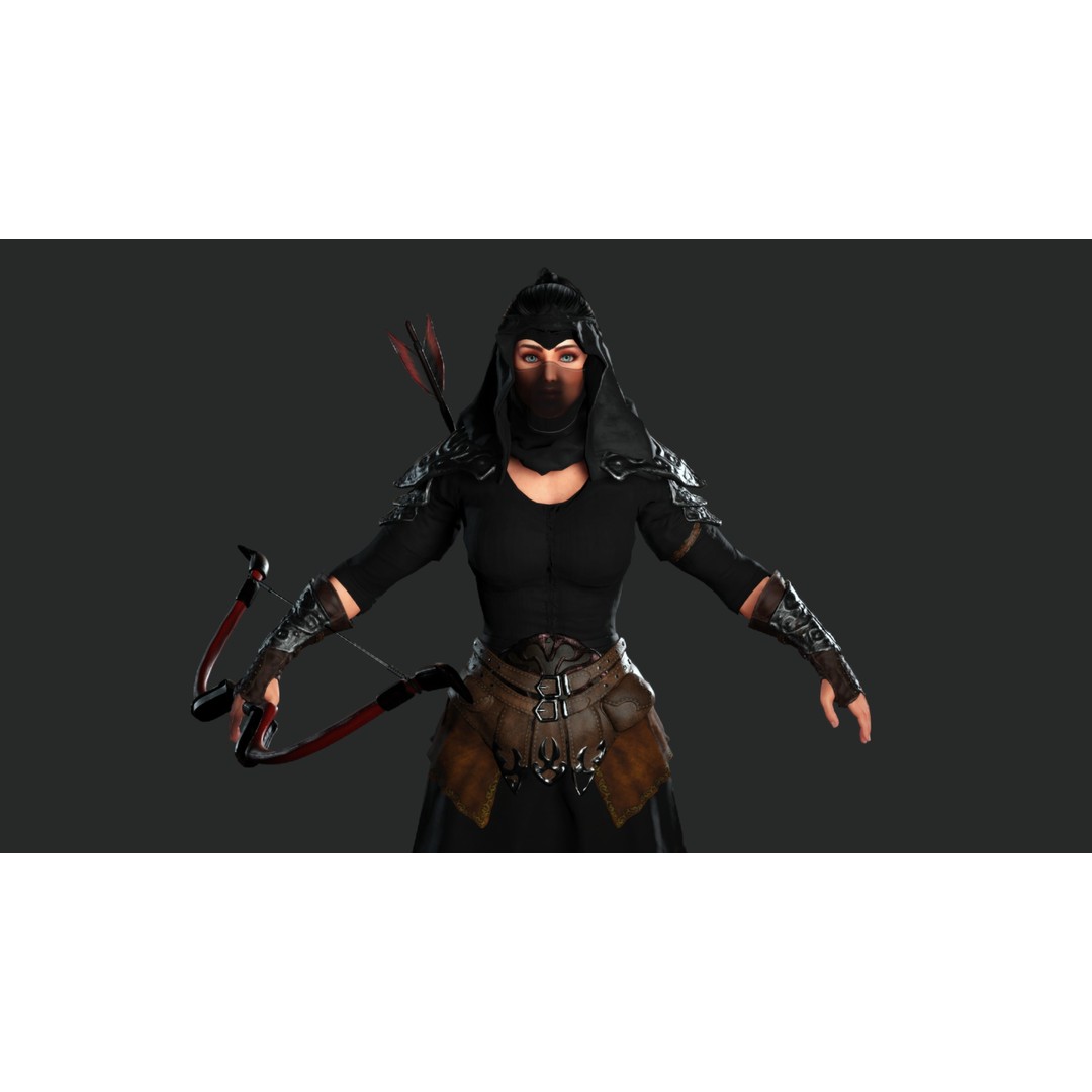 Beautiful Arabic Queen Warrior 3D Model – Game Ready Low Poly, FBX - View 14