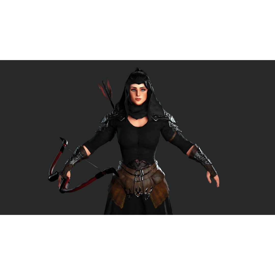 Beautiful Arabic Queen Warrior 3D Model – Game Ready Low Poly, FBX - View 15