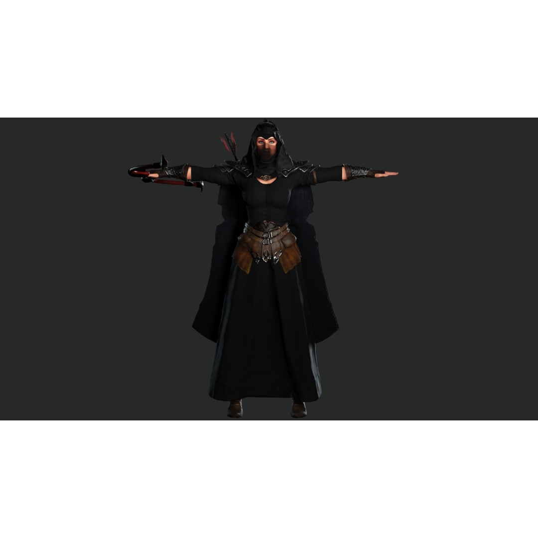 Beautiful Arabic Queen Warrior 3D Model – Game Ready Low Poly, FBX - View 16
