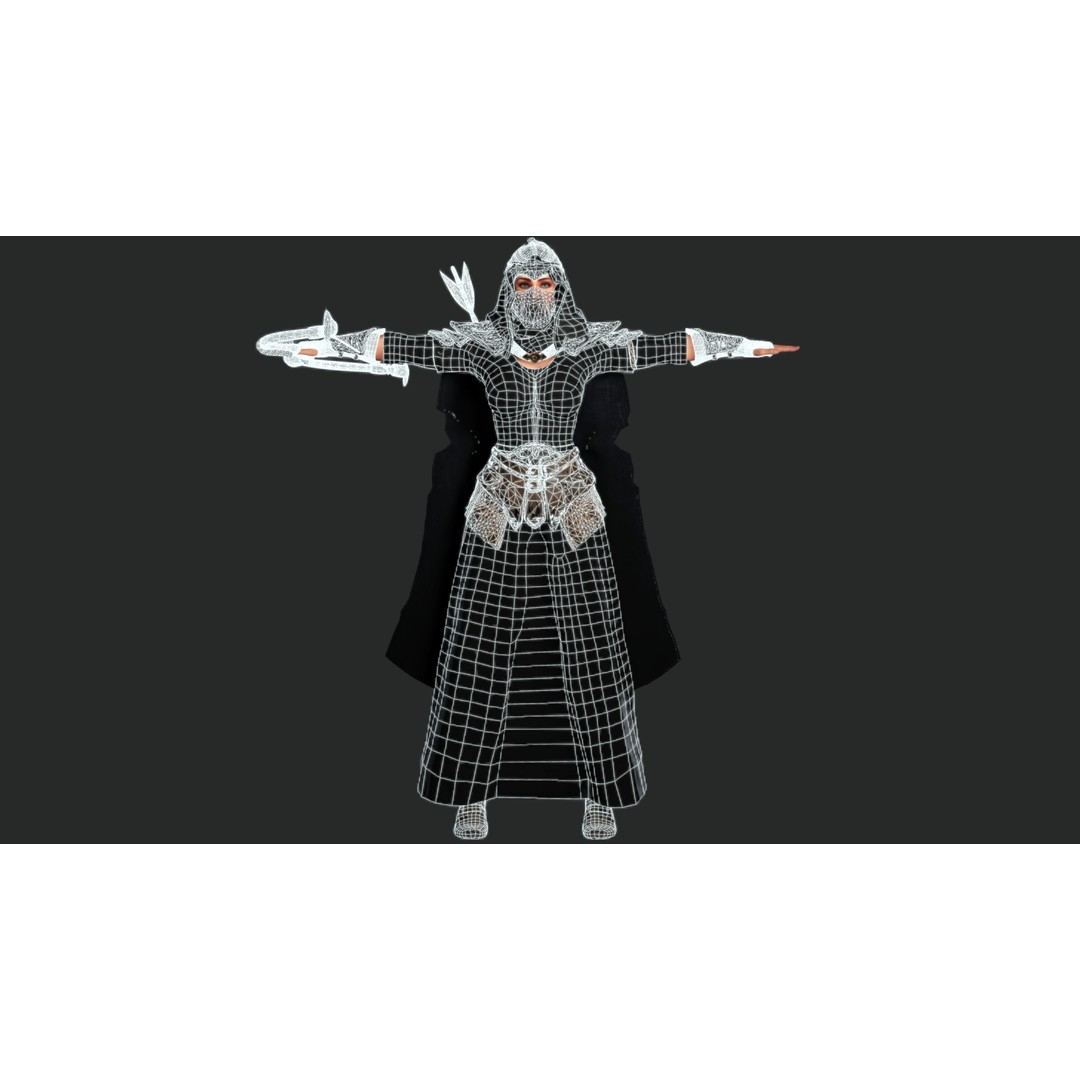Beautiful Arabic Queen Warrior 3D Model – Game Ready Low Poly, FBX - View 17