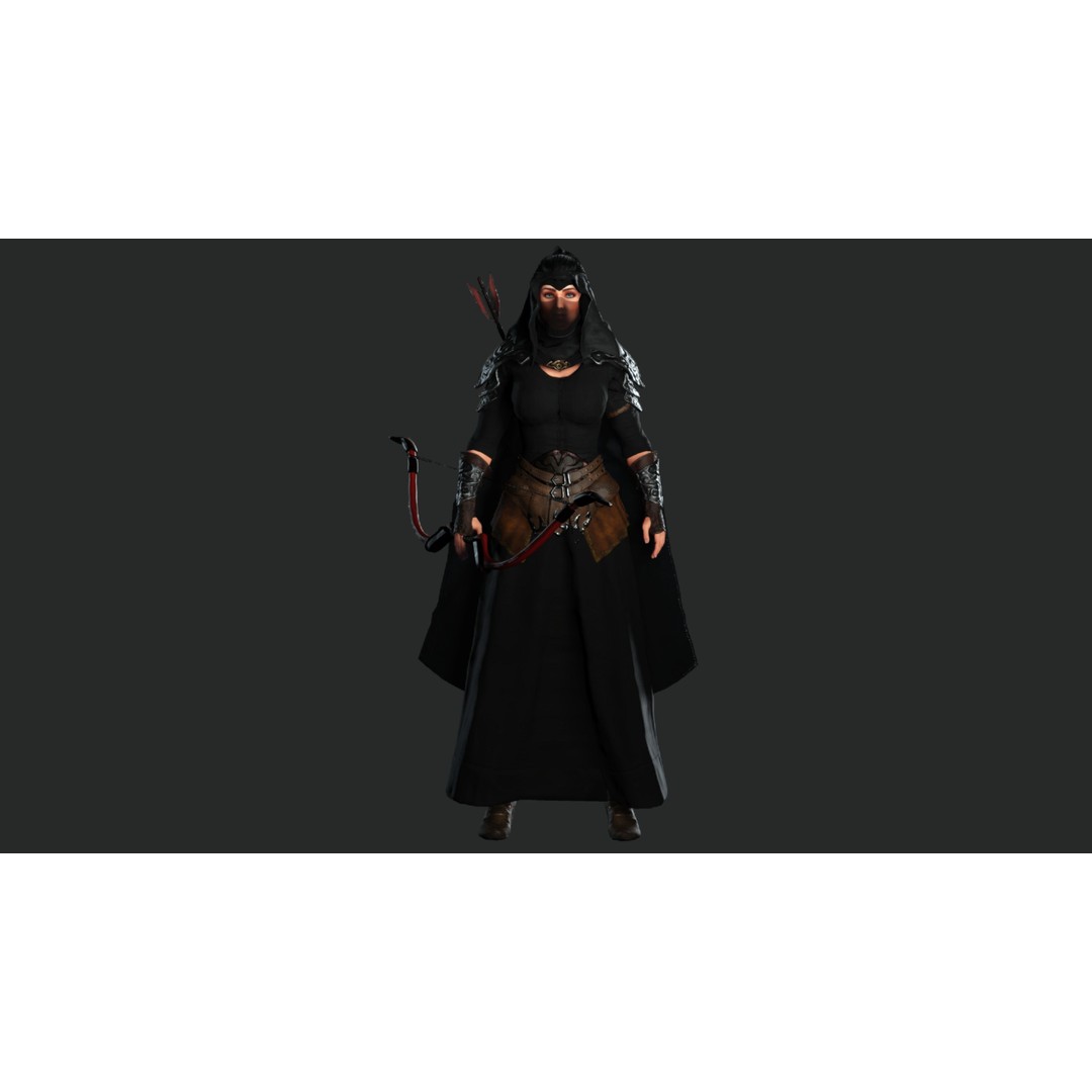 Beautiful Arabic Queen Warrior 3D Model – Game Ready Low Poly, FBX - View 3